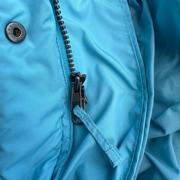 L.L. Bean Goose Down Long Duster Jacket Puffer Hoodie Turquoise size XL Women - Picture 8 of 16